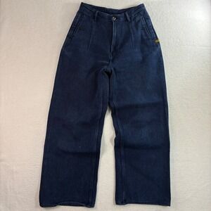 G Star Raw High Rise Wide Leg Jeans Womens 31x31 Blue Denim Streetwear Pleated